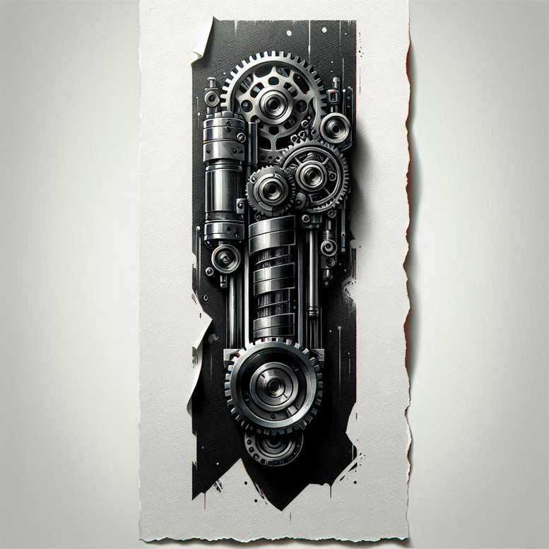 biomechanics tattoo design ideas Realism studio quality technical shading for heel