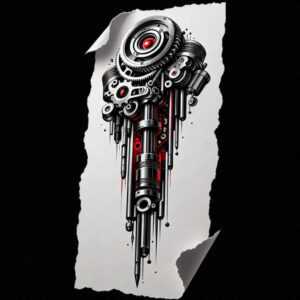 biomechanics tattoo design ideas Realism full detail technical shading for lower leg