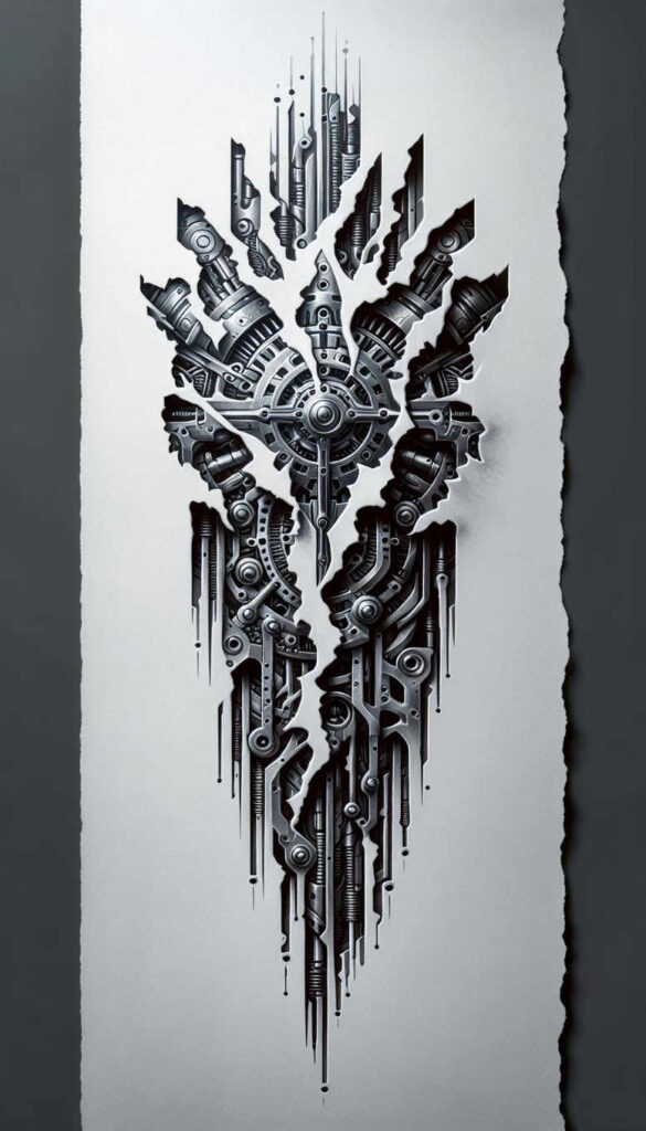 biomechanics tattoo design ideas close-up technical shading symbolising perseverance