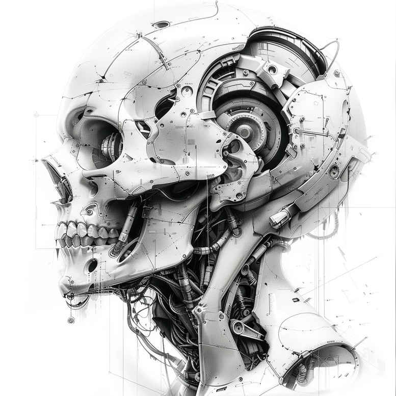 biomechanics tattoo design ideas Surrealism whimsical technical shading symbolising resilience