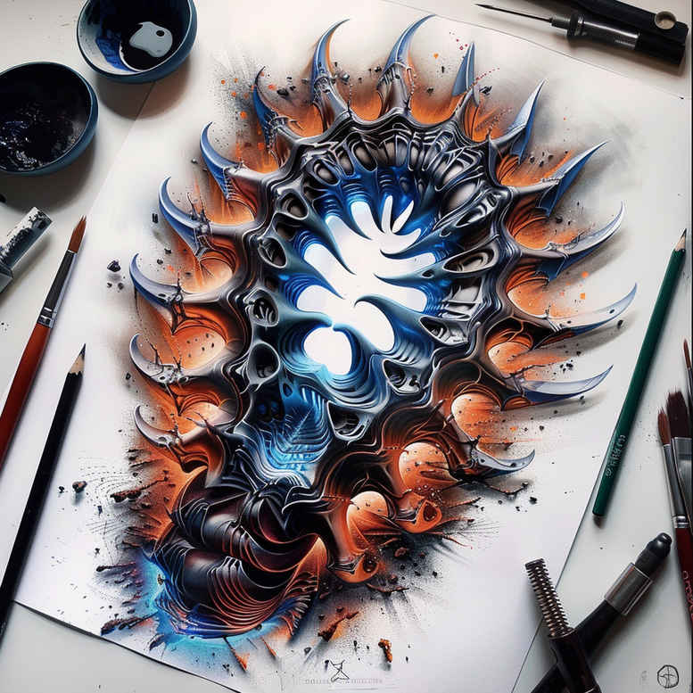 biomechanics tattoo design ideas color depth tension effects determination and power