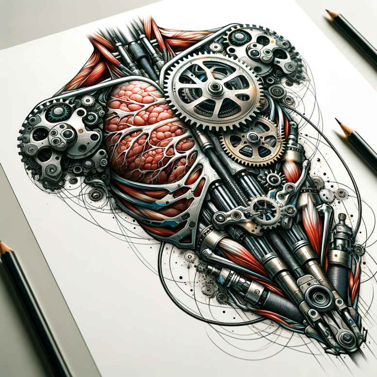 biomechanics tattoo design ideas dreamlike tension effects embodying endurance