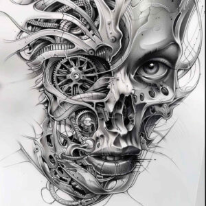 biomechanics tattoo design ideas Realism reflection effect tension effects for heel