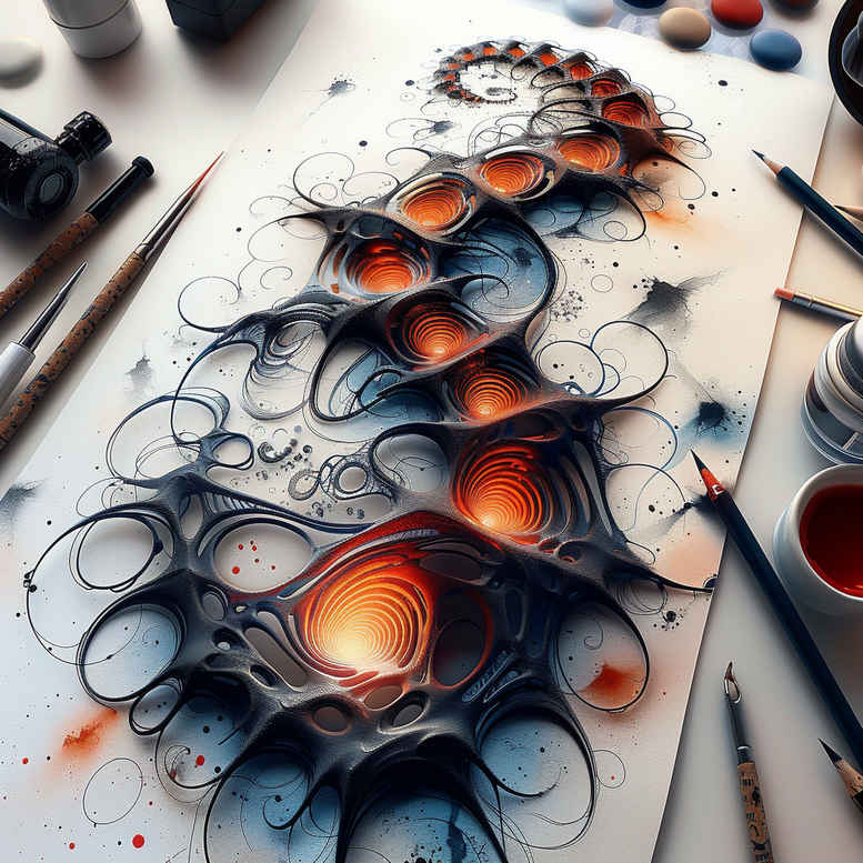 biomechanics tattoo design ideas bright color tension effects for neck