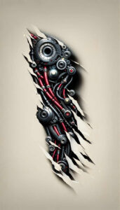 biomechanics tattoo design ideas vivid hues tension effects for side