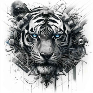 biomechanics tattoo design ideas balanced color tension lines embodying courage