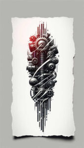 biomechanics tattoo design ideas realistic contrast tension lines shows perseverance
