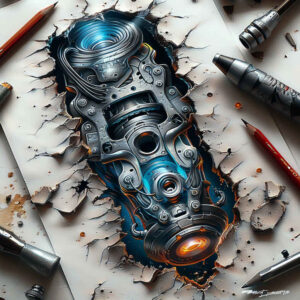 technical-tattoo – tattoo design ideas free ai generated – realism-lifelike-eyes – for-lower-chest – Gallery: biomechanics-inkby-ai