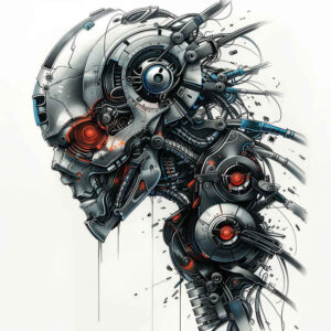 technical-tattoo – tattoo design ideas free ai generated – realism-natural-contrast – for-behind-ear – Gallery: biomechanics-inkby-ai