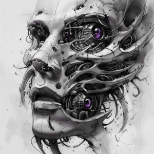 technical-tattoo – tattoo design ideas free ai generated – surrealism-timeless – for-lower-arm – Gallery: biomechanics-inkby-ai