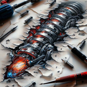 titanium-tattoo – tattoo design ideas free ai generated – neotraditional-enhanced-shading – for-side-torso – Gallery: biomechanics-inkby-ai