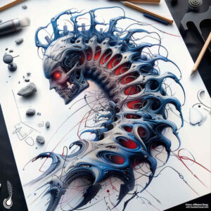 titanium-tattoo – tattoo design ideas free ai generated – realism-depth-of-field – for-hip – Gallery: biomechanics-inkby-ai