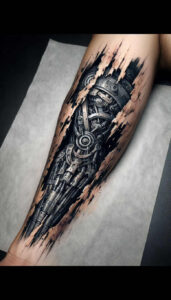 titanium-tattoo – tattoo design ideas free ai generated – realism-ink-precision – for-heel – Gallery: biomechanics-inkby-ai