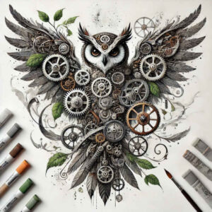 titanium-tattoo – tattoo design ideas free ai generated – surrealism-distorted-perspective – for-lower-thigh – Gallery: biomechanics-inkby-ai