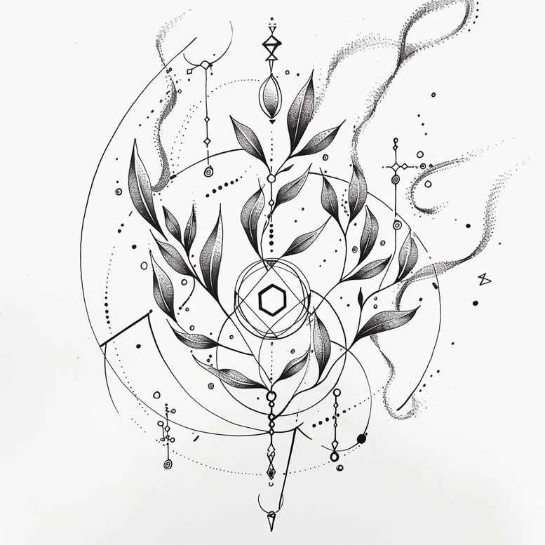 tattoo-blending – tattoo design ideas free ai generated – circle-of-life – neotraditional-refined-lines – Gallery: upload-inkby-ai