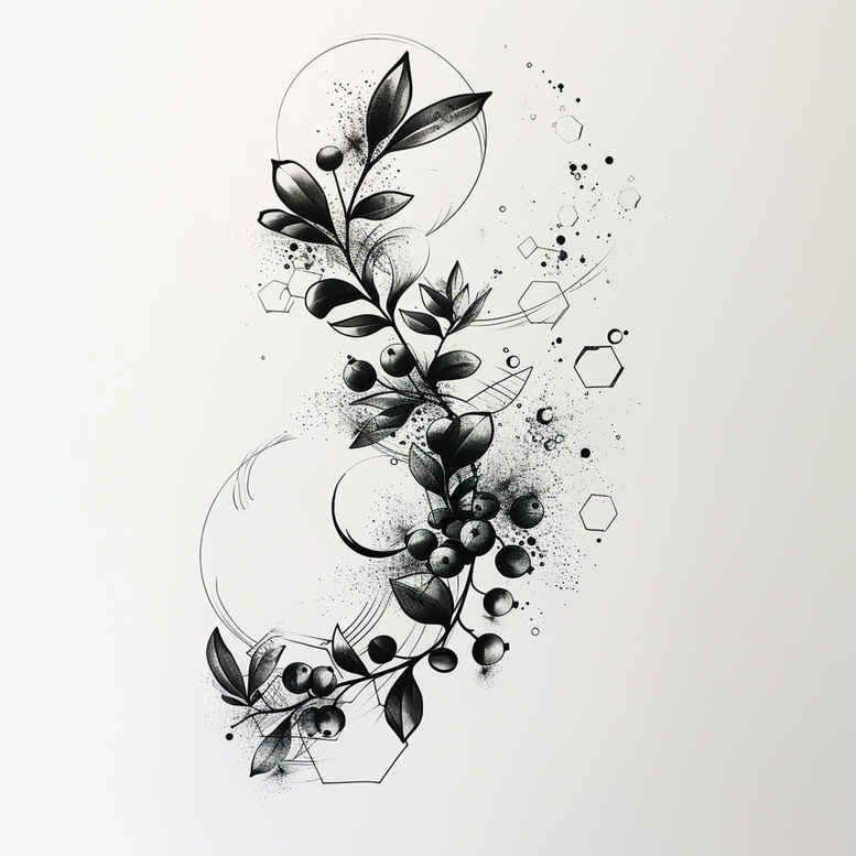 elegant-branch – tattoo design ideas free ai generated – pure-outline – for-calf – Gallery: branches-inkby-ai