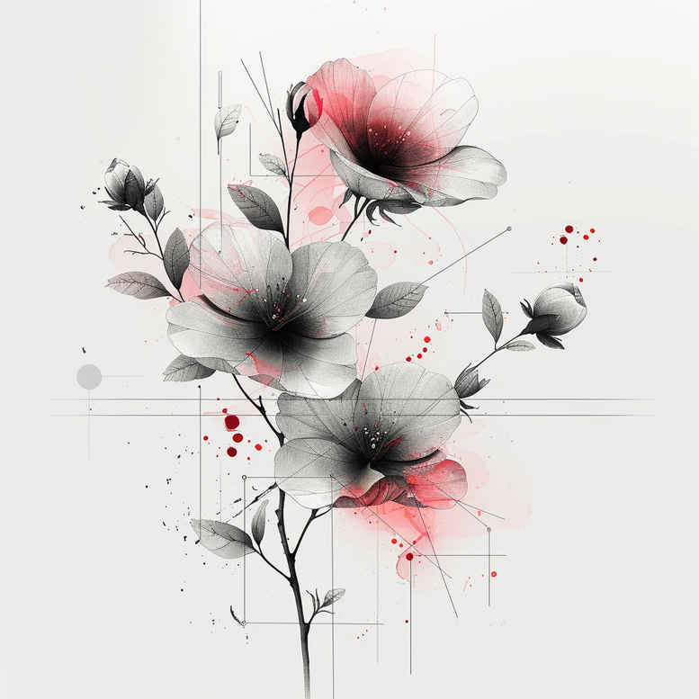 floral-branch – tattoo design ideas free ai generated – discreet-mark – for-behind-ear – Gallery: branches-inkby-ai