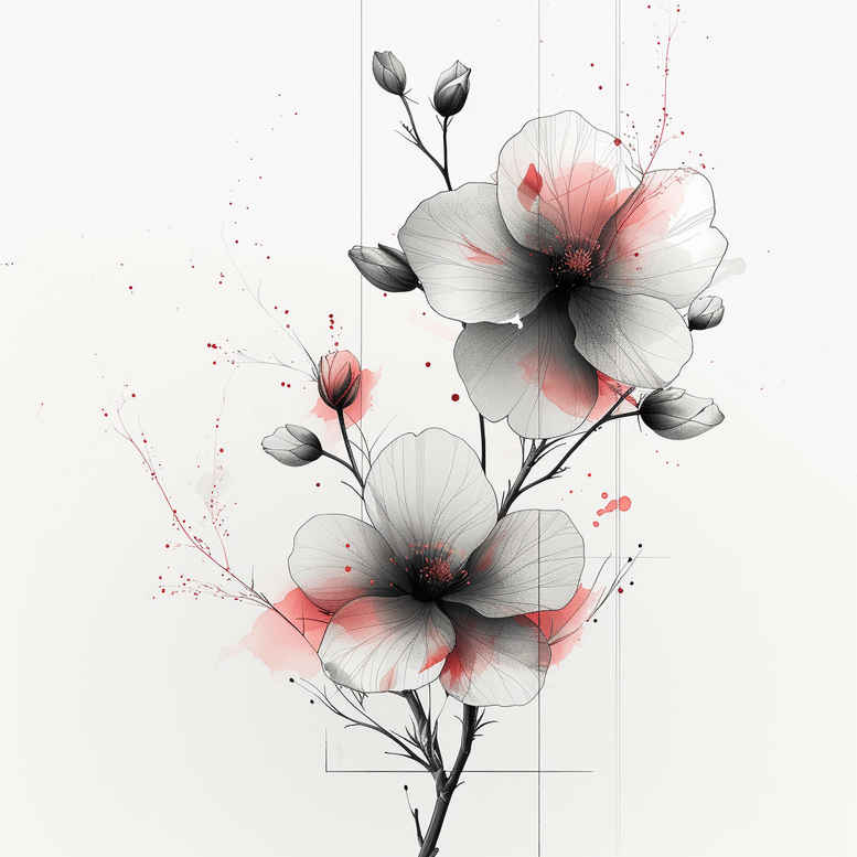ornamental-twig – tattoo design ideas free ai generated – pure-outline – for-shoulder – Gallery: branches-inkby-ai