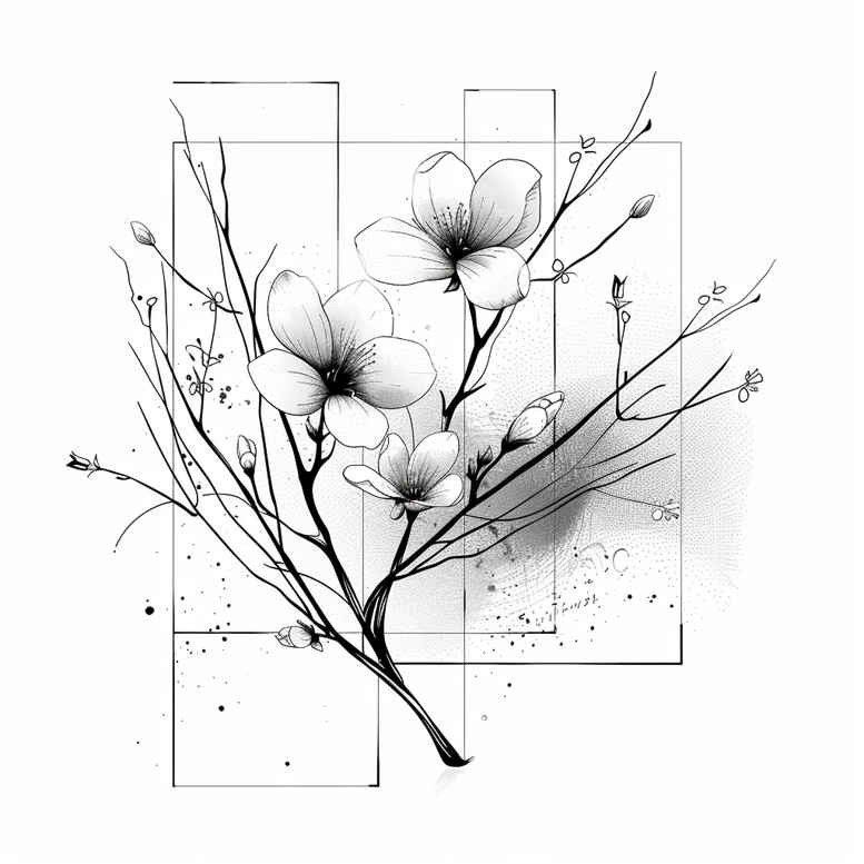 branches tattoo design ideas minimalist script botanical elements determination and power