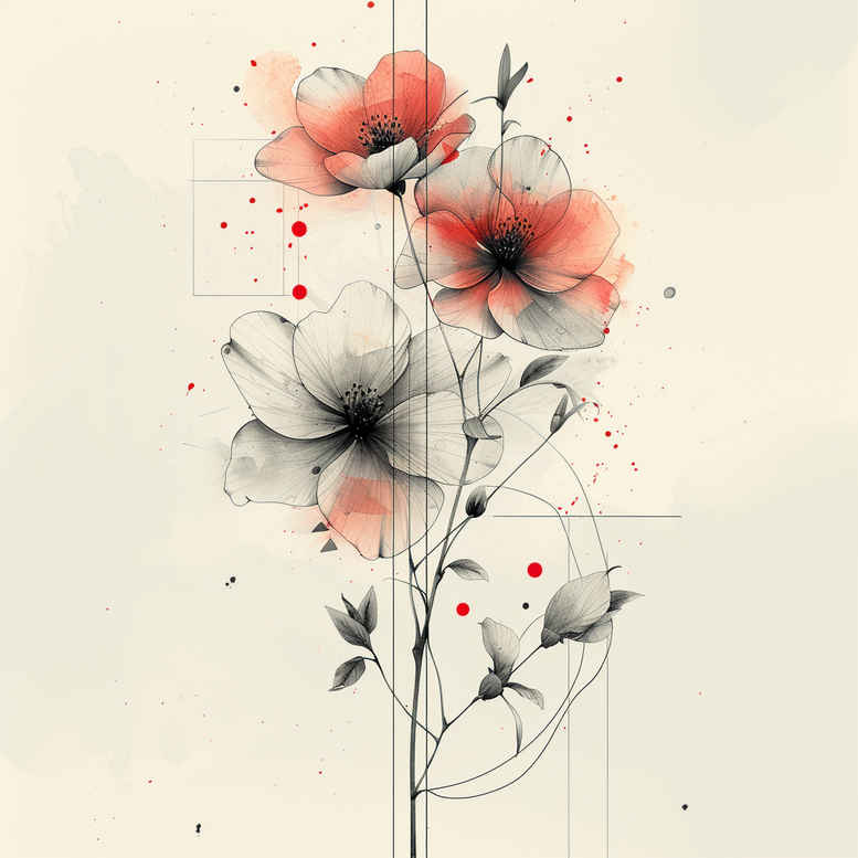 branches tattoo design ideas no shading botanical elements for back