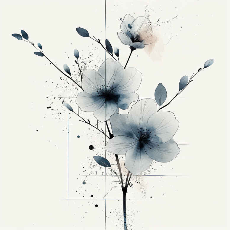 branches tattoo design ideas soft touch delicate composition for stomach