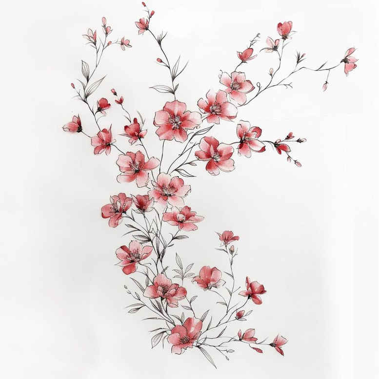 branches tattoo design ideas simple form fine line work embodying determination