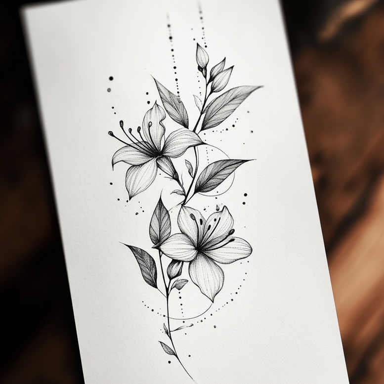branches tattoo design ideas micro art flowing shapes for temple