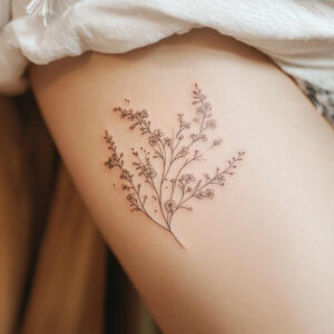 branches tattoo design ideas airy touch flowing shapes for upper thigh