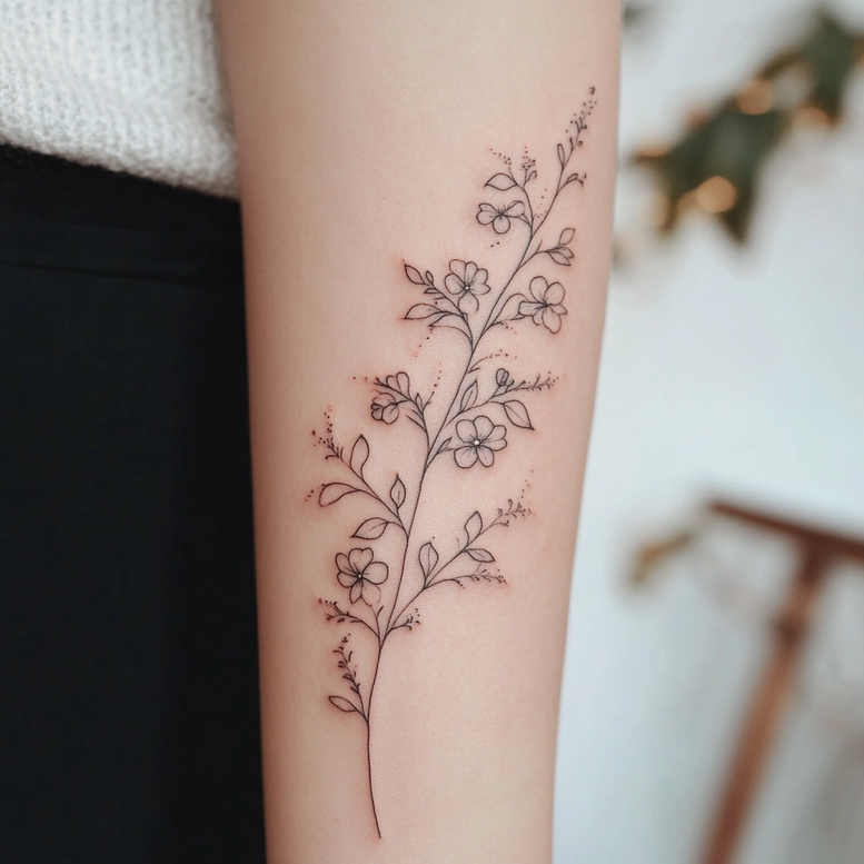 branches tattoo design ideas fine line minimalist style stands for strength
