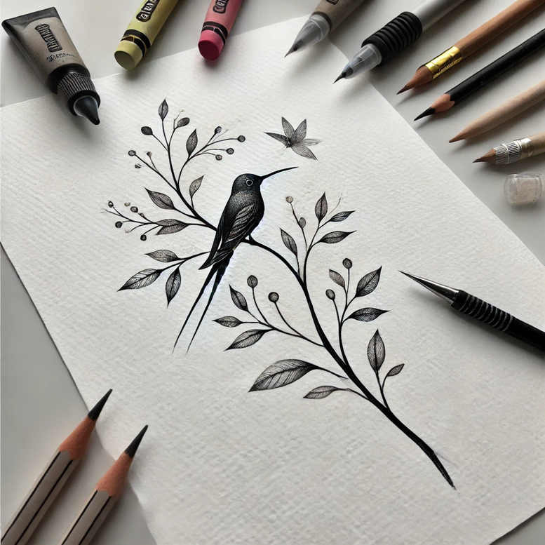 branches tattoo design ideas subtle motif natural shading for lower leg