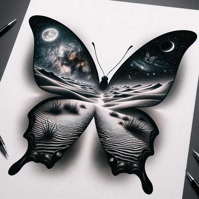 butterflies – tattoo design ideas free ai generated – neotraditional-detailed-textures – for-shoulder-blade – Gallery: butterflies-moths-dragonflies-inkby-ai