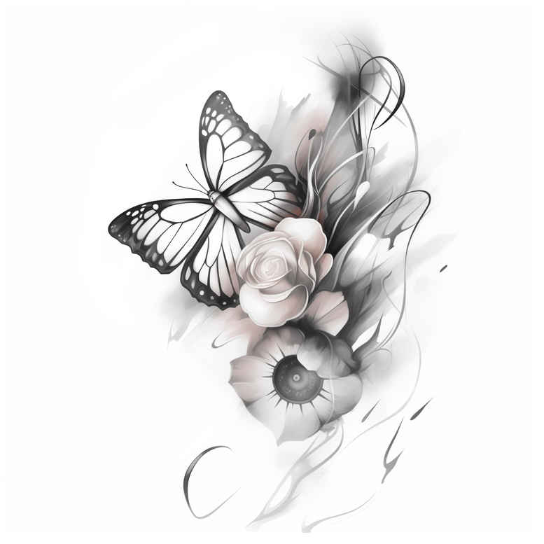 butterflies – tattoo design ideas free ai generated – neotraditional-vibrant-palette – for-abdomen – Gallery: butterflies-moths-dragonflies-inkby-ai