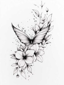 butterflies – tattoo design ideas free ai generated – realism-tactile-shading – for-chest – Gallery: butterflies-moths-dragonflies-inkby-ai