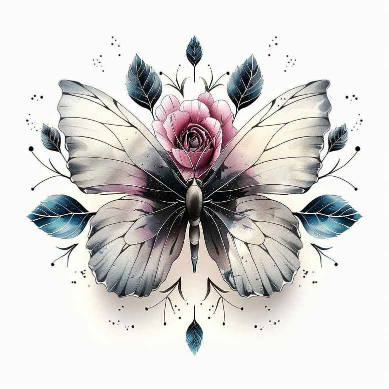 butterflies – tattoo design ideas free ai generated – surrealism-dreamscape – for-sternum – Gallery: butterflies-moths-dragonflies-inkby-ai