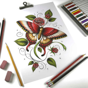butterfly-silhouette – tattoo design ideas free ai generated – surrealism-fluid-motion – for-shoulder-blade – Gallery: butterflies-moths-dragonflies-inkby-ai