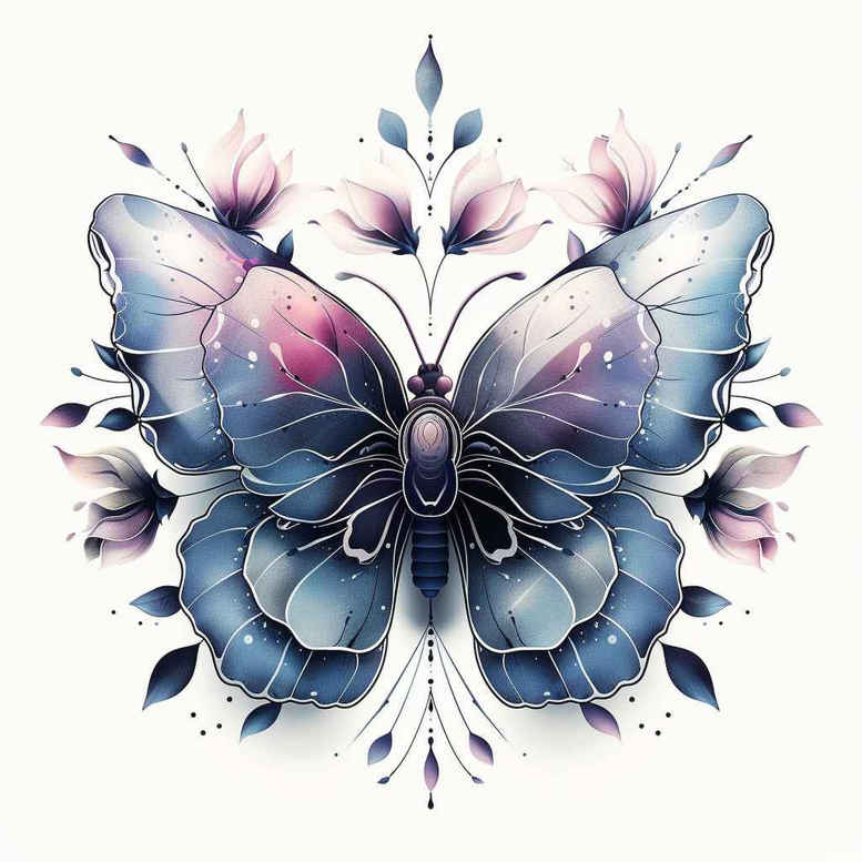butterfly-tattoo – tattoo design ideas free ai generated – realism-focal-blur – for-stomach – Gallery: butterflies-moths-dragonflies-inkby-ai