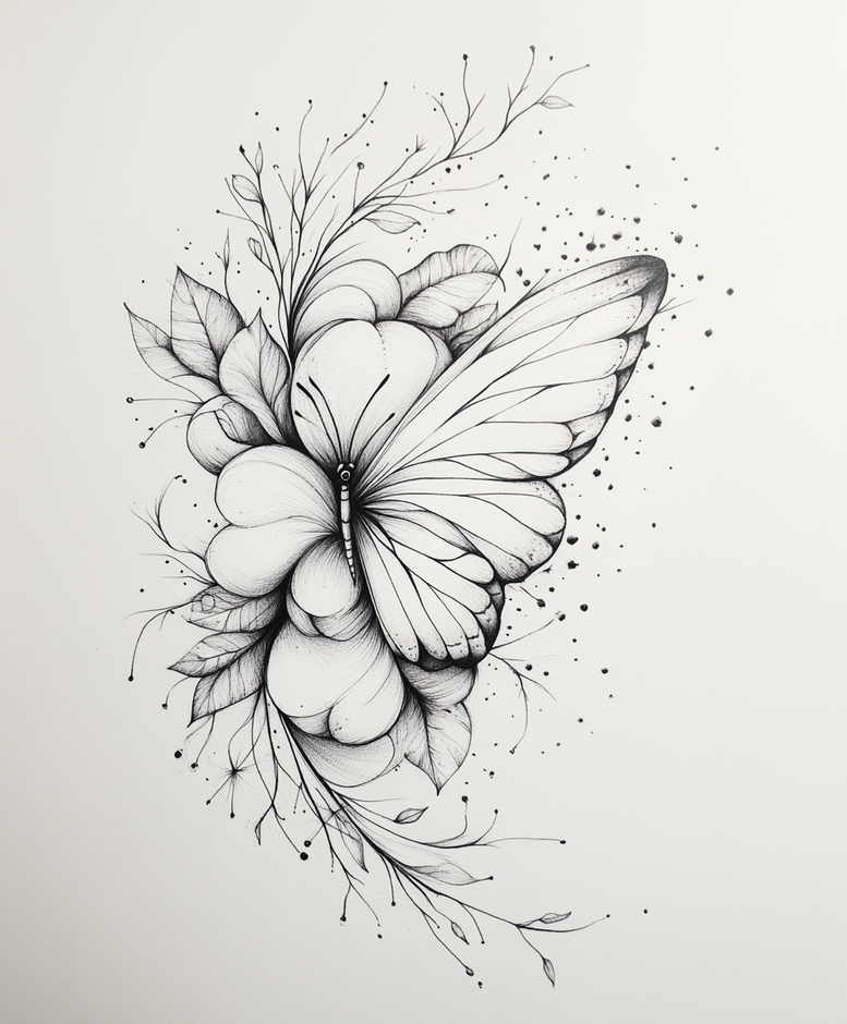 butterfly-wings – tattoo design ideas free ai generated – neotraditional-layered-inks – for-behind-ear – Gallery: butterflies-moths-dragonflies-inkby-ai