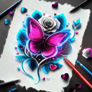 butterfly-wings – tattoo design ideas free ai generated – neotraditional-solid-fill – for-inner-arm – Gallery: butterflies-moths-dragonflies-inkby-ai