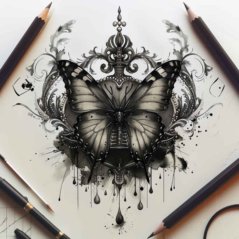 delicate-butterfly – tattoo design ideas free ai generated – realism-precise-anatomy – for-side – Gallery: butterflies-moths-dragonflies-inkby-ai