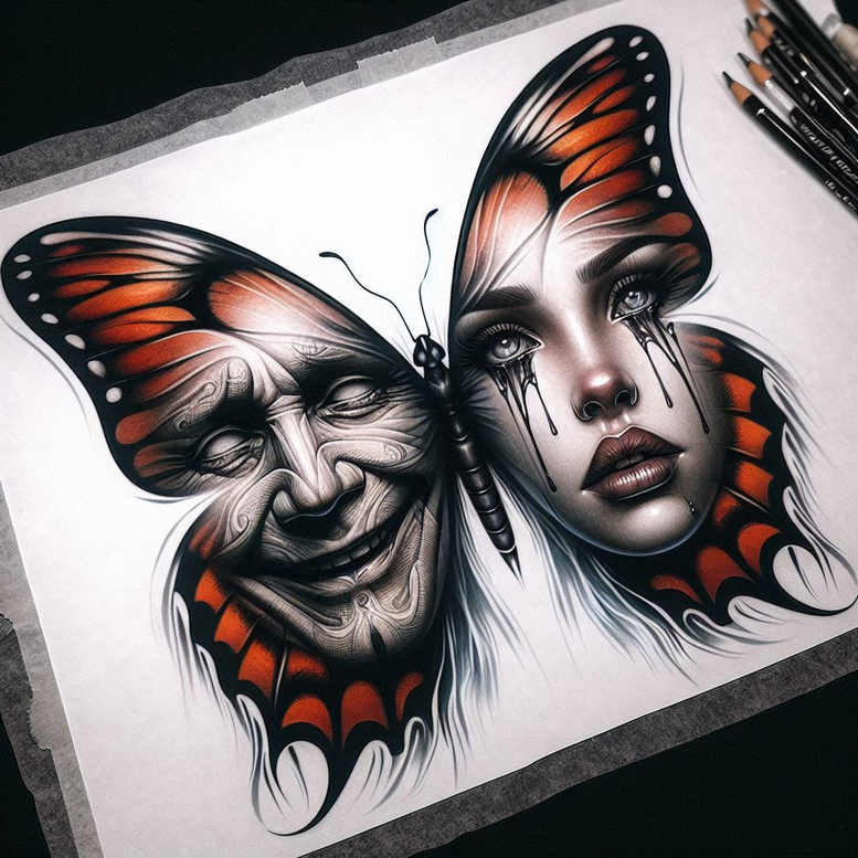 delicate-dragonfly – tattoo design ideas free ai generated – neotraditional-rich-shading – for-forearm – Gallery: butterflies-moths-dragonflies-inkby-ai
