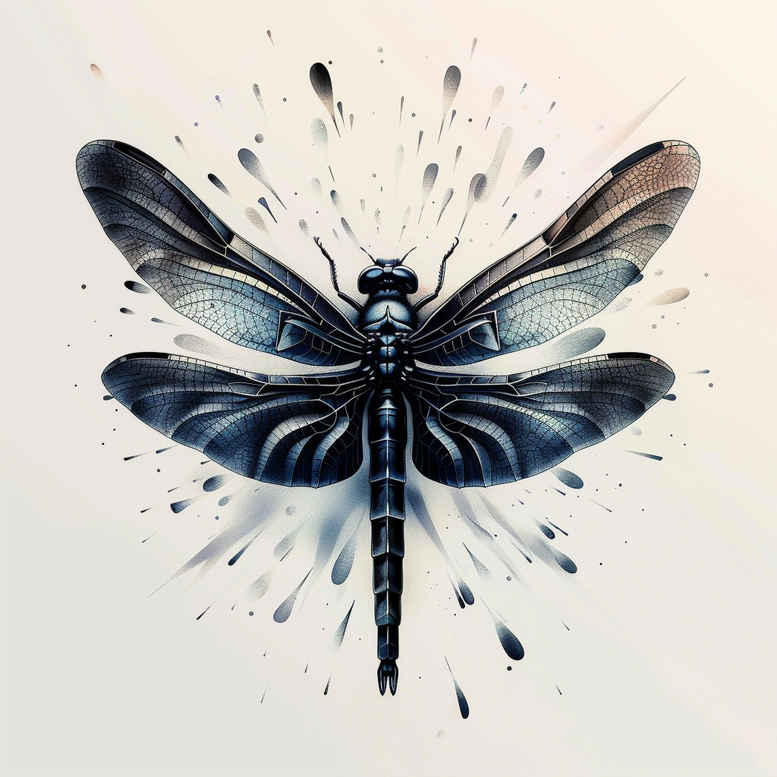 delicate-dragonfly – tattoo design ideas free ai generated – realism-smooth-blackwork – for-shoulder – Gallery: butterflies-moths-dragonflies-inkby-ai