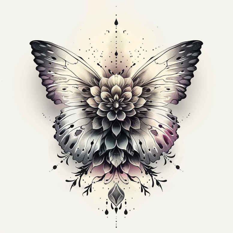 delicate-insect – tattoo design ideas free ai generated – neotraditional-enhanced-shading – for-behind-ear – Gallery: butterflies-moths-dragonflies-inkby-ai