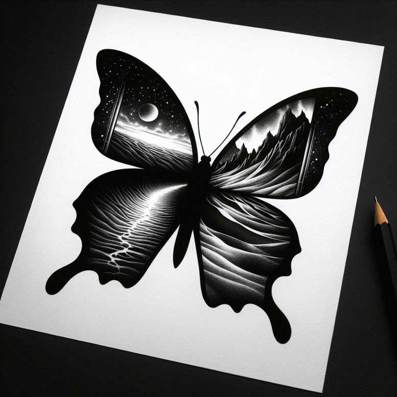 delicate-moth – tattoo design ideas free ai generated – surrealism-beyond-reality – for-shin – Gallery: butterflies-moths-dragonflies-inkby-ai