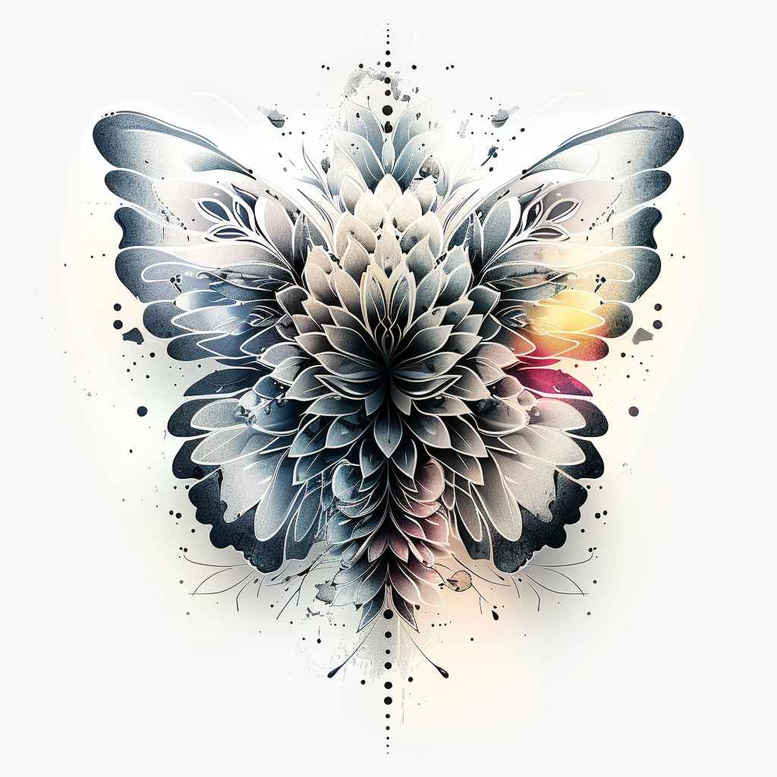 delicate-moth – tattoo design ideas free ai generated – surrealism-shimmering-forms – for-collarbone – Gallery: butterflies-moths-dragonflies-inkby-ai