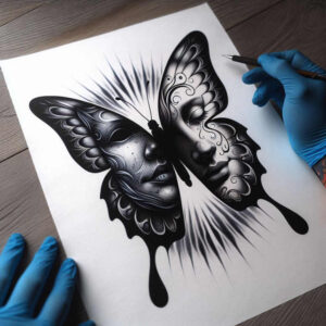 dragonflies – tattoo design ideas free ai generated – realism-natural-blush – for-collarbone – Gallery: butterflies-moths-dragonflies-inkby-ai