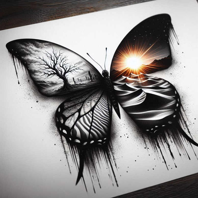 dragonfly-art – tattoo design ideas free ai generated – surrealism-ambiguous-space – for-toe – Gallery: butterflies-moths-dragonflies-inkby-ai