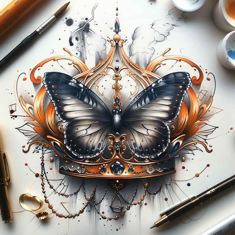 dragonfly-emblem – tattoo design ideas free ai generated – realism-photo-realistic – for-side – Gallery: butterflies-moths-dragonflies-inkby-ai
