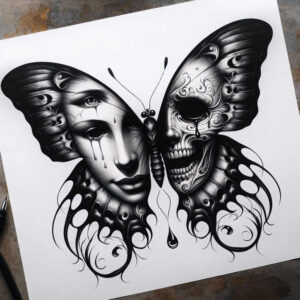 dragonfly-insect – tattoo design ideas free ai generated – surrealism-mysterious – for-back – Gallery: butterflies-moths-dragonflies-inkby-ai