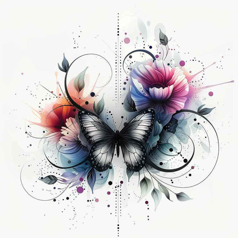 dragonfly-motif – tattoo design ideas free ai generated – neotraditional-deep-blacks – for-inner-arm – Gallery: butterflies-moths-dragonflies-inkby-ai