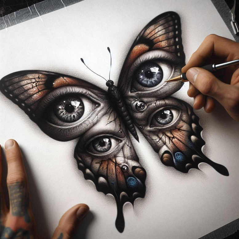dragonfly-symbol – tattoo design ideas free ai generated – surrealism-hallucinogenic – for-wrist-side – Gallery: butterflies-moths-dragonflies-inkby-ai